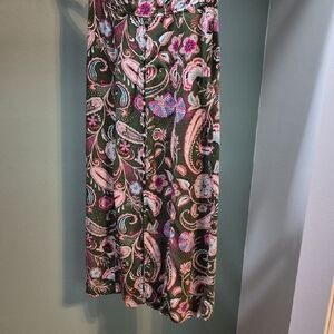 LOFT Green Floral Paisley Maxi Skirt